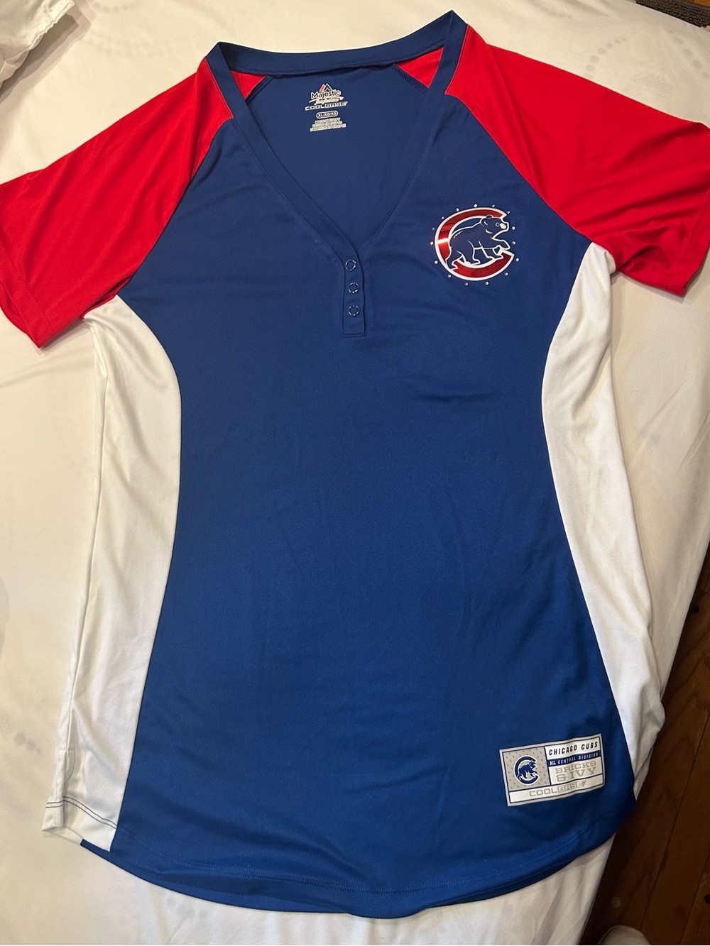 Majestic Chicago Cubs Blue Red White Girls Baseball Top